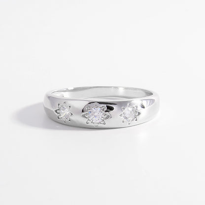 925 Sterling Silver Inlaid Zircon Ring apparel & accessories