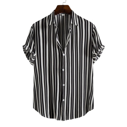 Printed Casual Men's Short-sleeved Shirt Lapel apparel & accessories