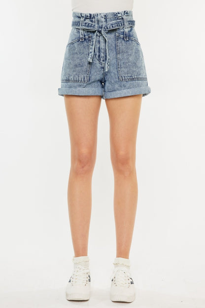 Kancan Ultra High Rise Paperbag Denim Shorts Bottom wear