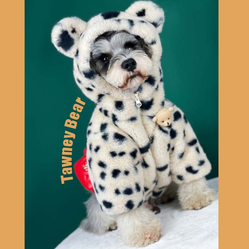 Dog Autumn And Winter Warm Spotted Plush Coat pet cloths