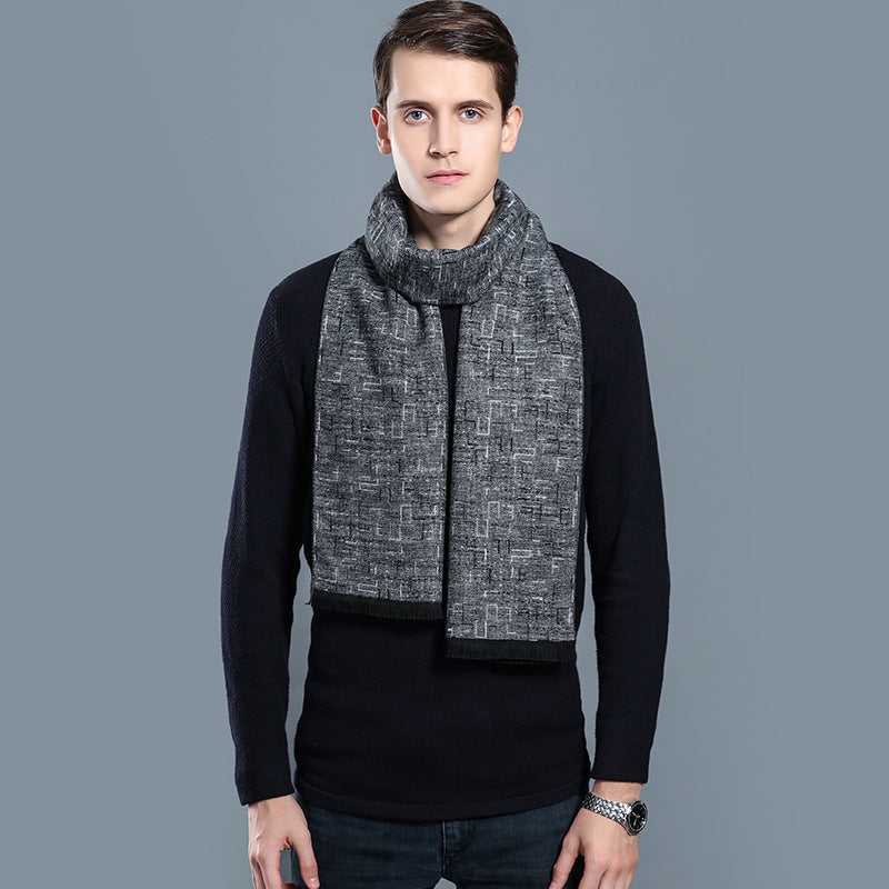 Simple Plaid Warm Keeping Artificial Cashmere Scarf Men's Scarves