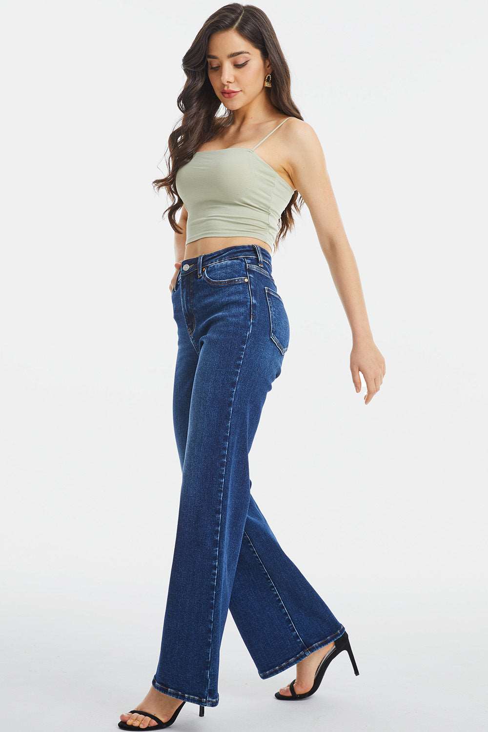 BAYEAS Full Size High Waist Cat's Whisker Wide Leg Jeans apparel & accessories