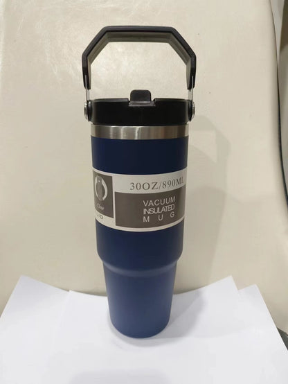 Portable Car Cup Stainless Steel Cup Travel Sports Water Bottle With Handle Cover Coffee Tumbler Cup HOME