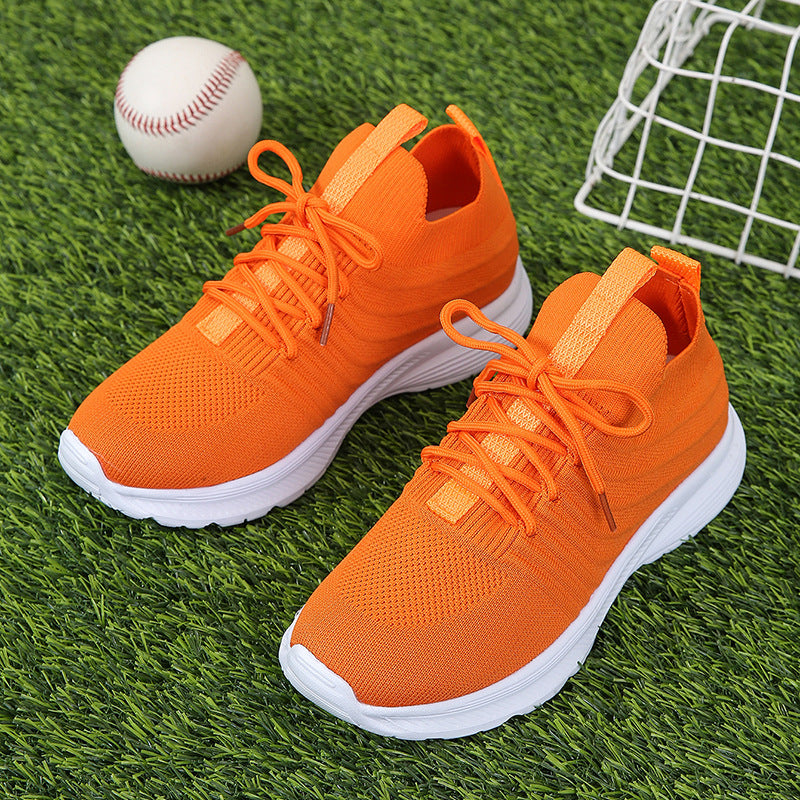 Women's Spring Thick Bottom Solid Color Sneaker Lace-up Lightweight Breathable Shoes Shoes & Bags