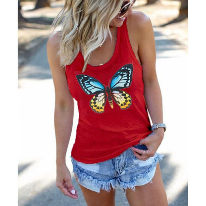 Casual Women's Butterfly Print Loose Top T-shirt apparels & accessories