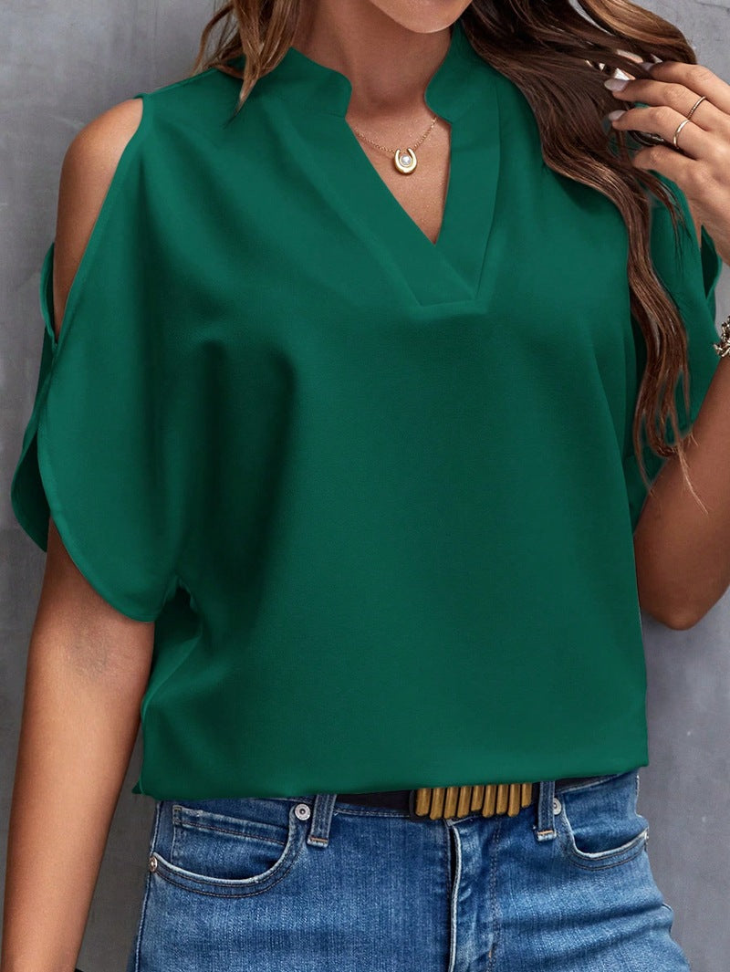 V-neck Graceful And Fashionable Off-the-shoulder Sleeves Women's Top apparel & accessories