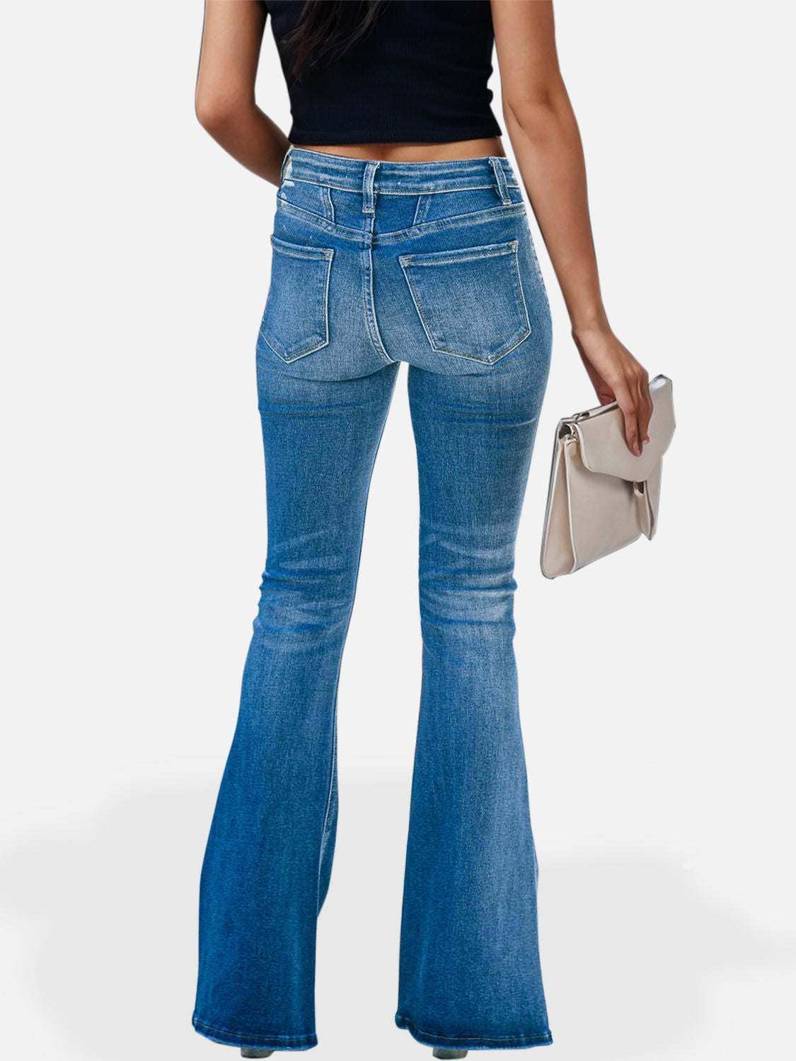 Button Fly Bootcut Jeans with Pockets Bottom wear