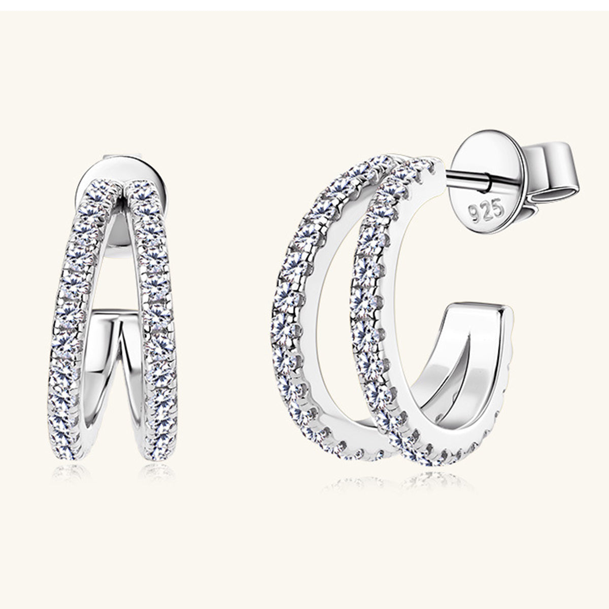 Moissanite 925 Sterling Silver C-Hoop Earrings apparel & accessories