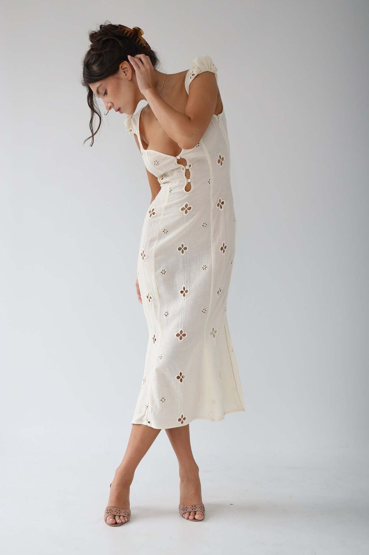 Trendy Mid-length Cotton Embroidered Dress apparels & accessories