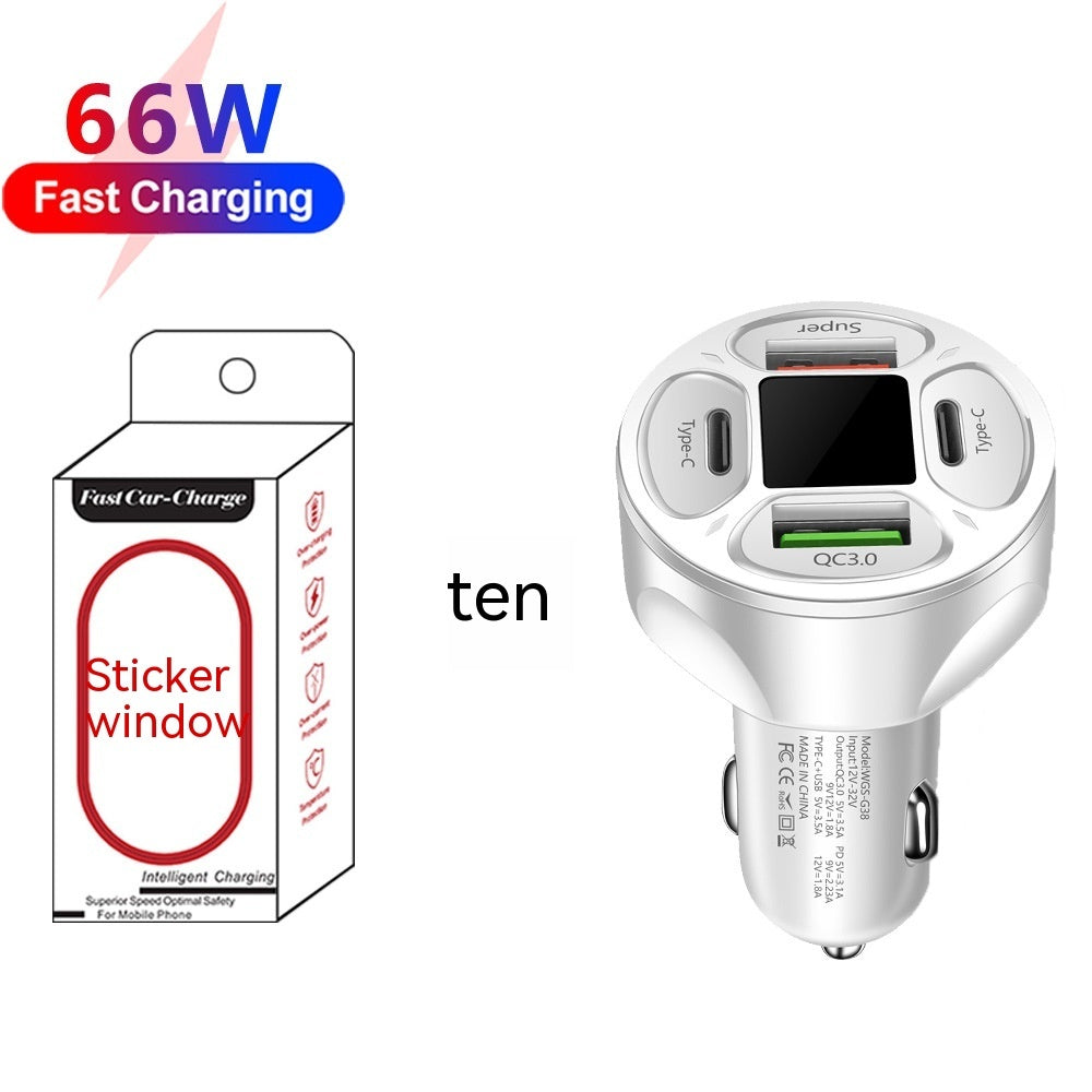 66W 2USB 2Type-c Digital Display Car Charger Support Super Fast Charge Gadgets