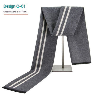 Men's Striped Winter Warm Artificial Cashmere Scarf Men's Scarves