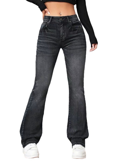 Denim High Waist Loose And Slimming Bootcut Trousers apparel & accessories