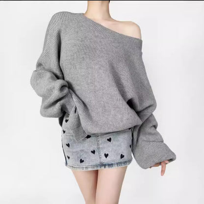 Leisure Slant-shoulder Loose Sweater apparels & accessories