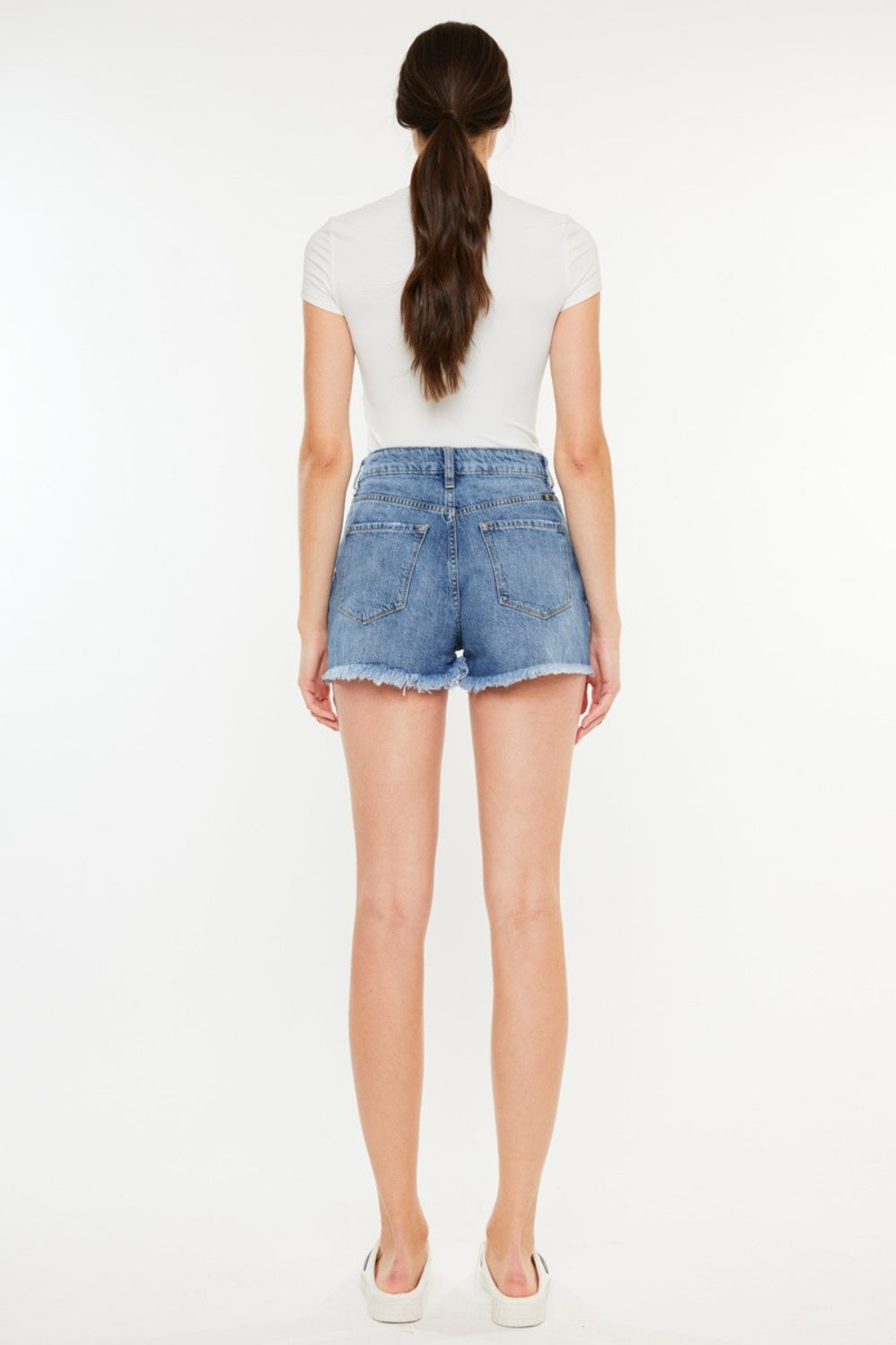 Kancan Distressed Raw Hem High Waist Denim Shorts Bottom wear