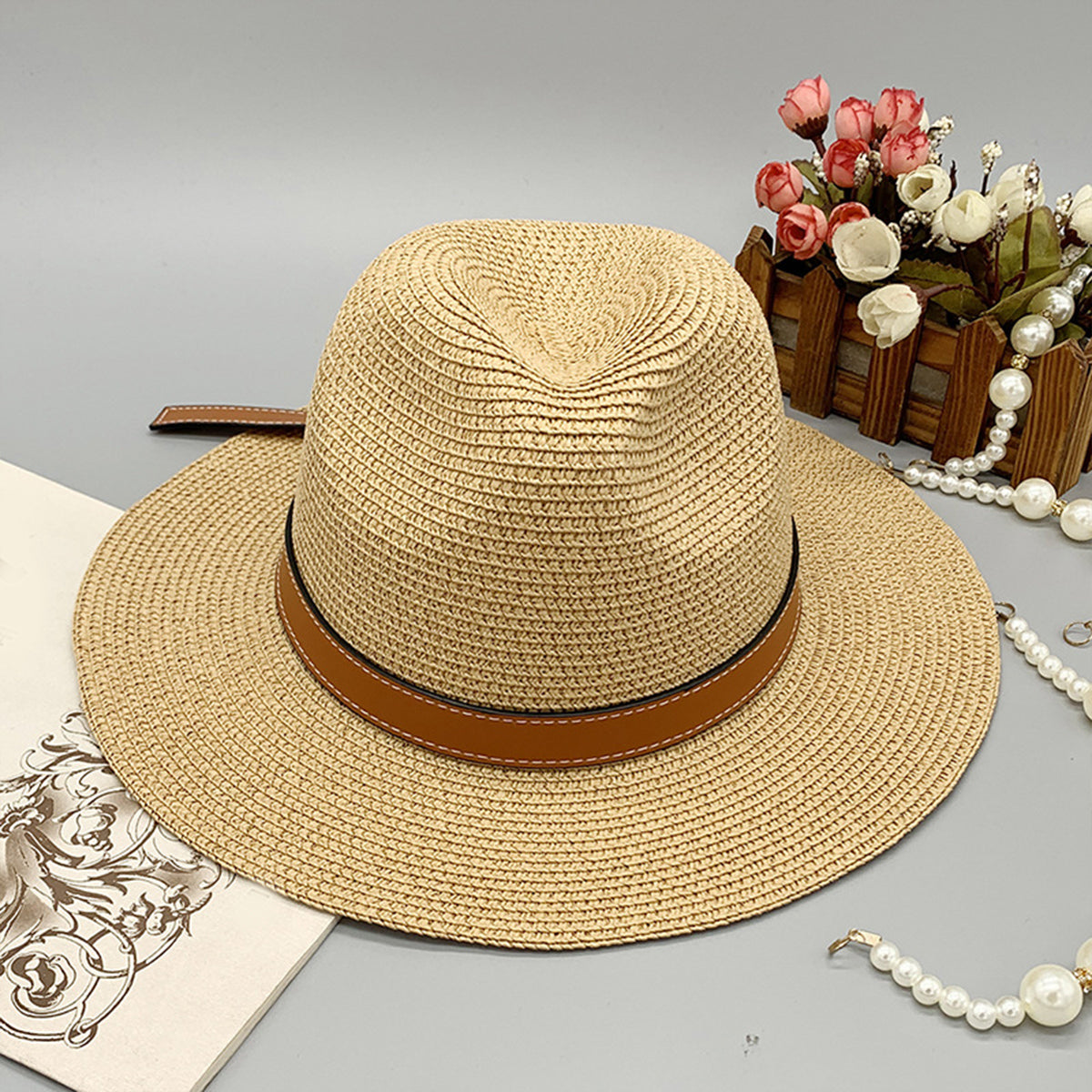 Wide Brim Paper Braided Hat Accessories for women