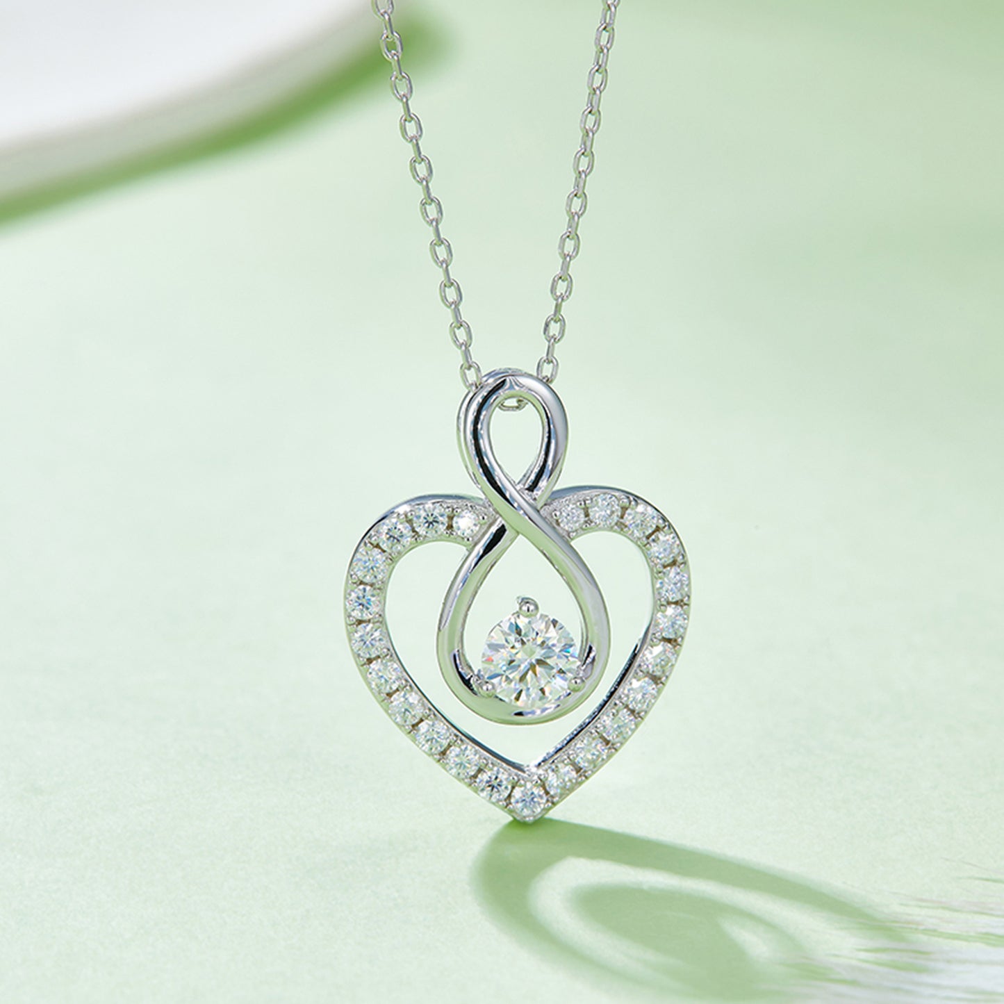 Sterling Silver Heart Shape Necklace 1 Carat Moissanite apparel & accessories