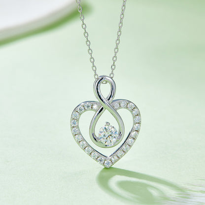 Sterling Silver Heart Shape Necklace 1 Carat Moissanite apparel & accessories