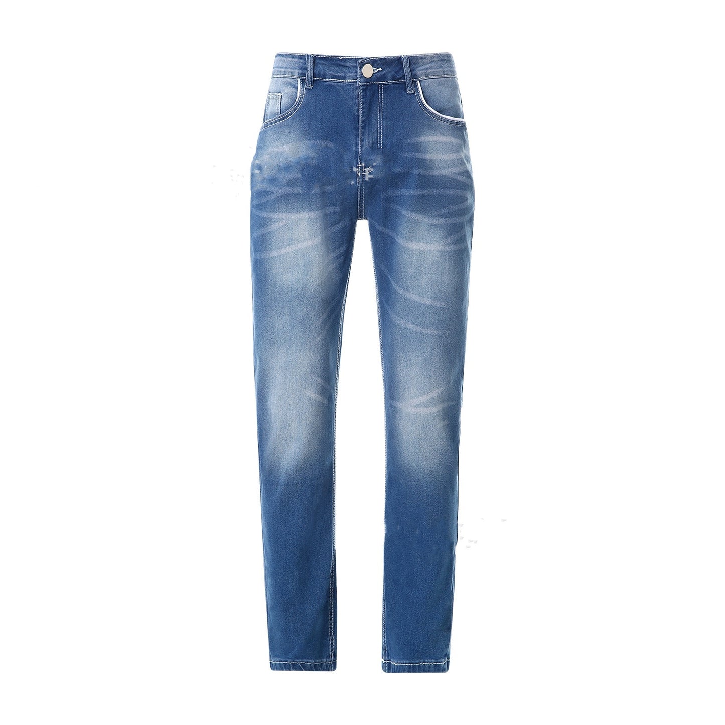High Quality Blue Slim-fitting Simple Small Straight-leg Jeans apparel & accessories