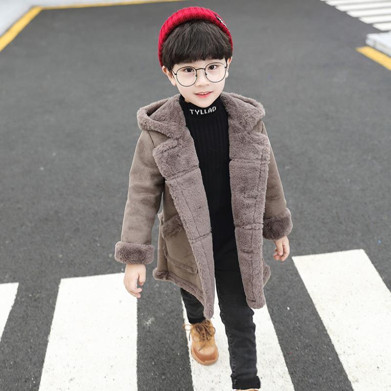 Fashion Boys' Suede Padded Trench Coat Winter clothes for men