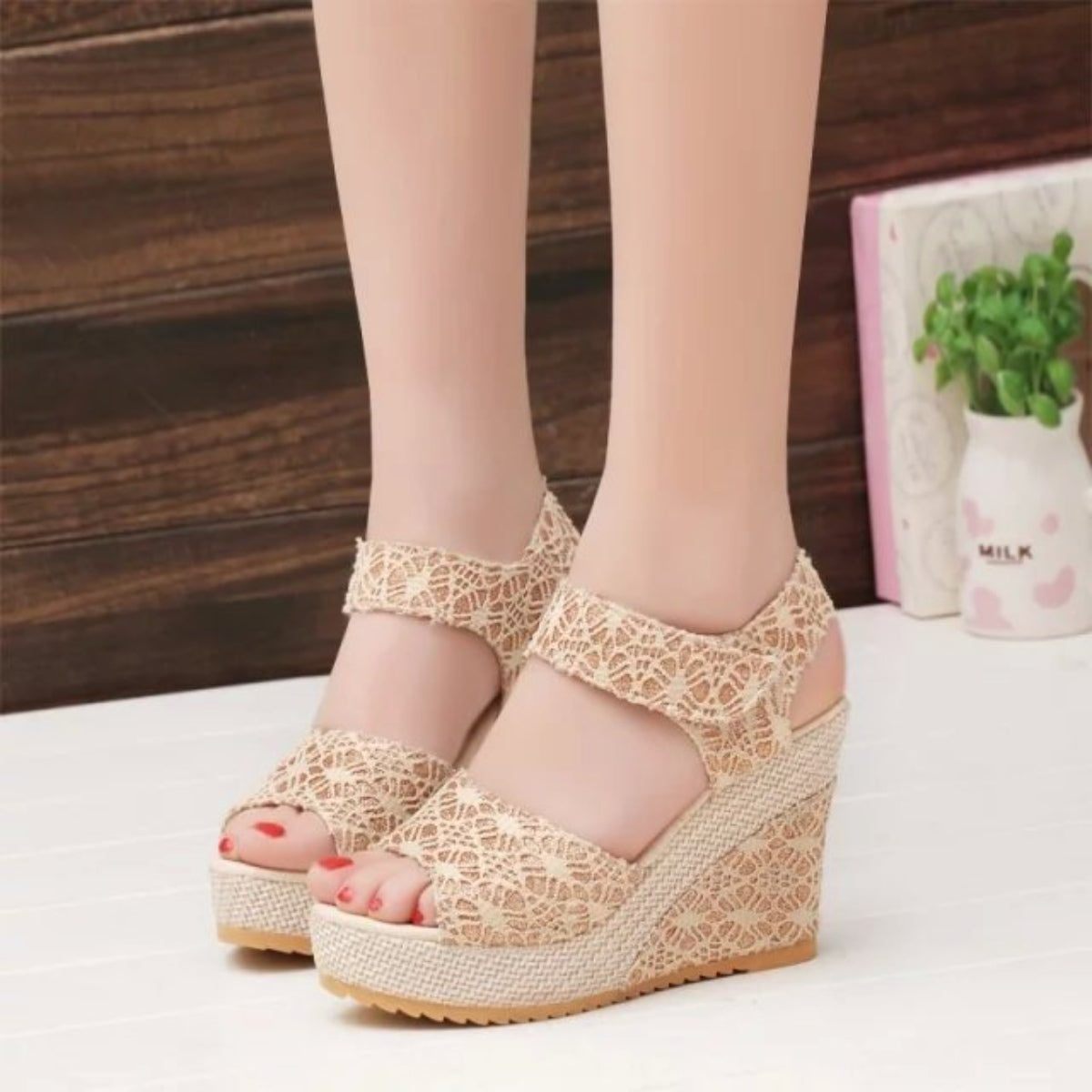 Lace Detail Open Toe High Heel Sandals Accessories for women