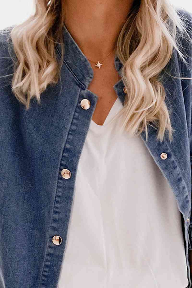 Shoulder Detail Denim Button Down Shirt apparel & accessories