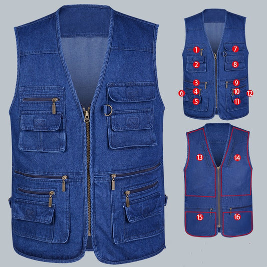 Vest Man V-neck Multi-pocket Outdoor Casual apparels & accessories