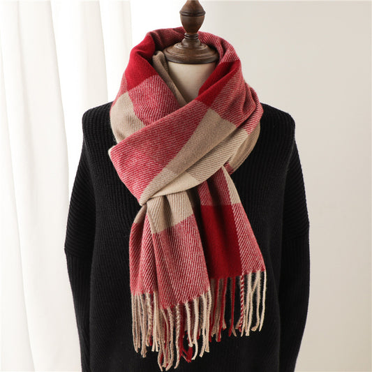 Men's And Women's Thickened Warm Plaid Scarves Men's Scarves