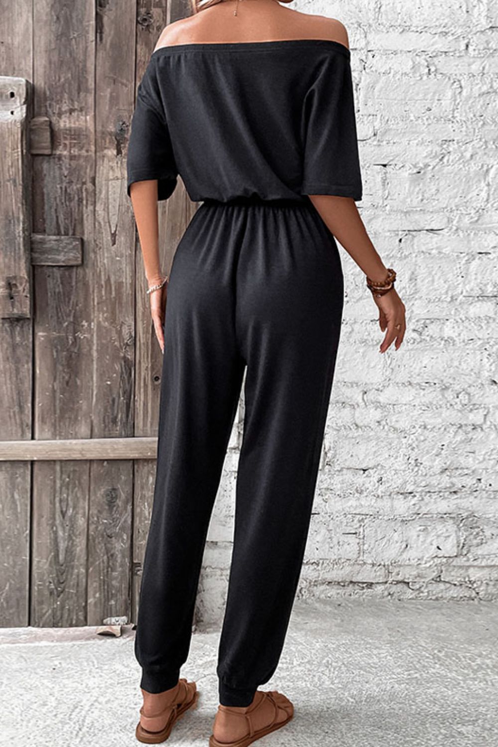 Off-Shoulder Jumpsuit with Pockets apparel & accessories