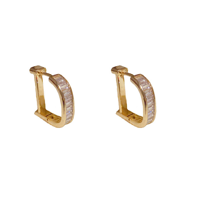 Letter D Zircon Metal Refined Simple Earrings Jewelry