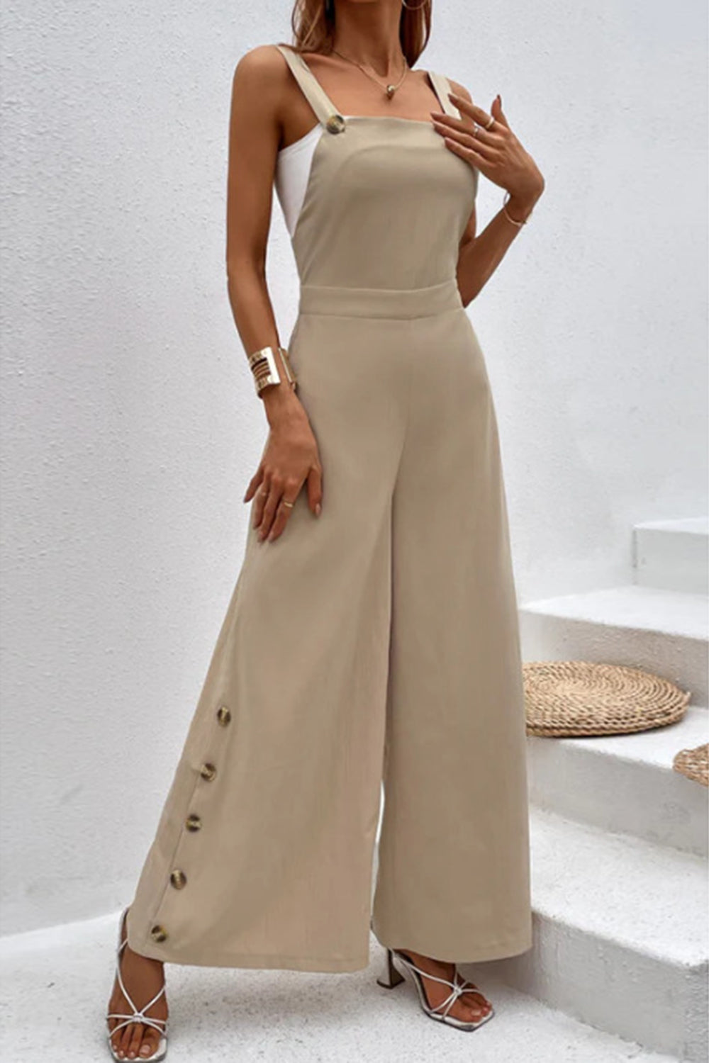 Square Neck Wide Strap Jumpsuit Dresses & Tops