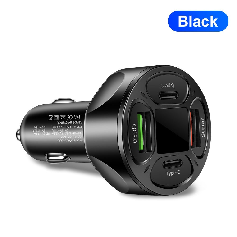 66W 2USB 2Type-c Digital Display Car Charger Support Super Fast Charge Gadgets