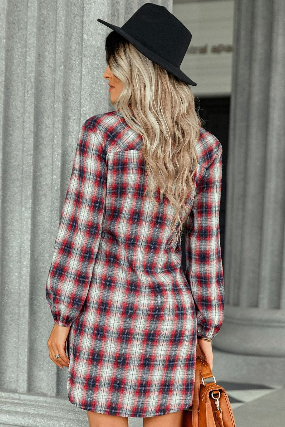 Plaid Tie Front Mini Shirt Dress apparel & accessories