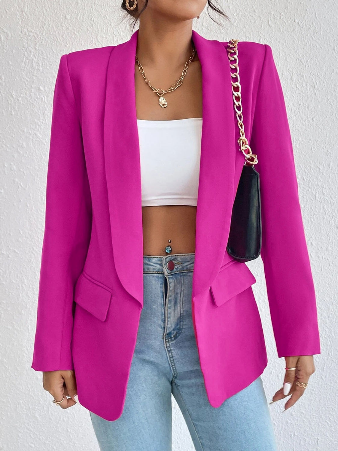 Shawl Collar Long Sleeve Blazer Accessories for women