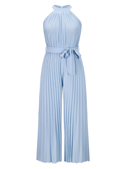 Cutout Tied Pleated Sleeveless Jumpsuit Dresses & Tops