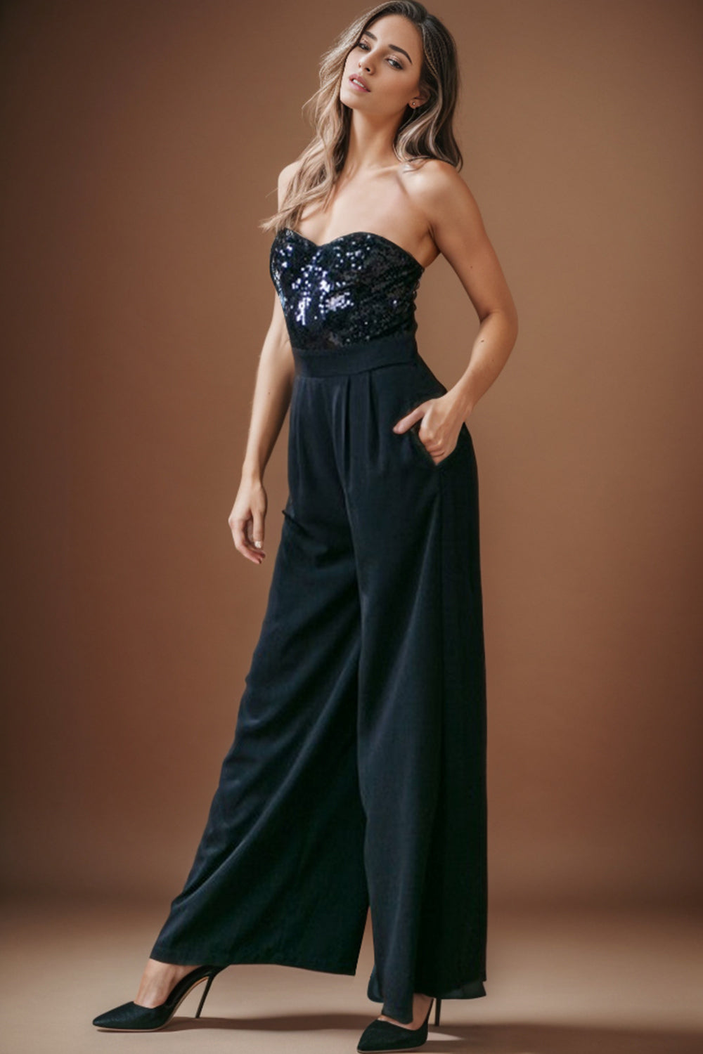 Sequin Tube Wide Leg Jumpsuit Dresses & Tops