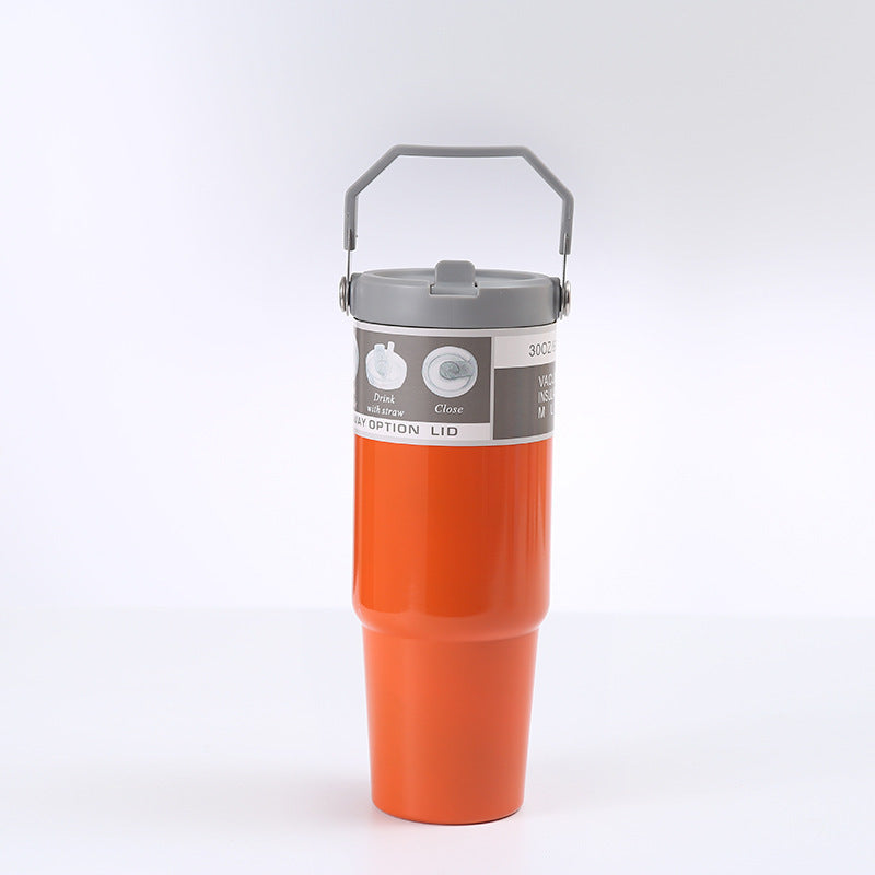 Portable Car Cup Stainless Steel Cup Travel Sports Water Bottle With Handle Cover Coffee Tumbler Cup HOME