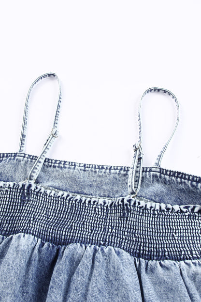 Smocked Adjustable Strap Denim Cami apparel & accessories