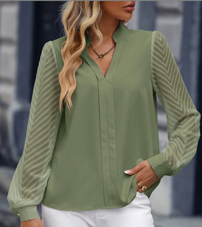 Early Autumn V-neck Lace Long-sleeved Shirt apparels & accessories