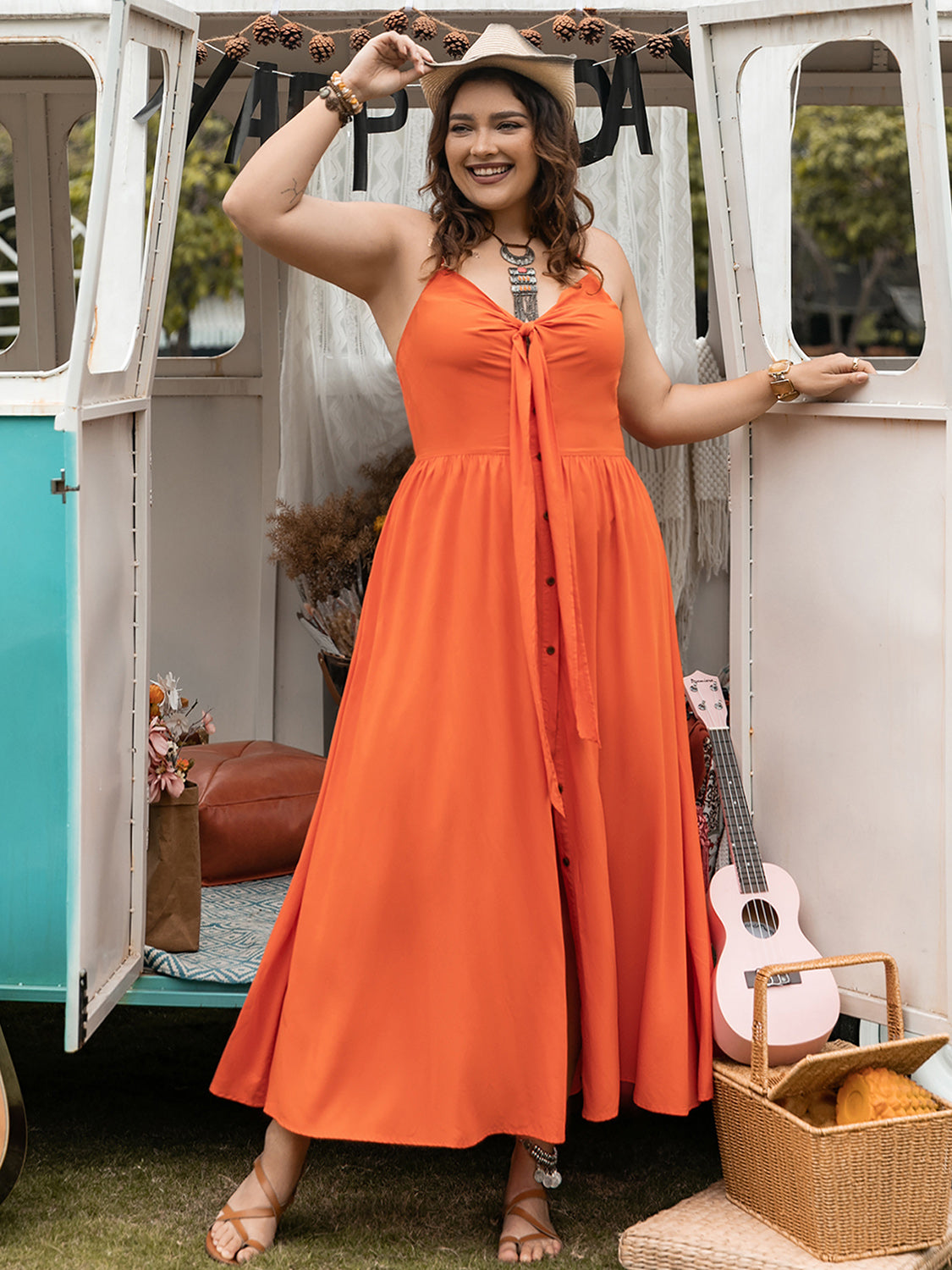 Plus Size Halter Neck Midi Dress Dresses & Tops