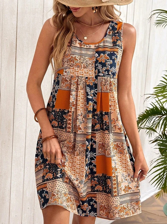 American Sleeveless Printed Dress apparel & accessories