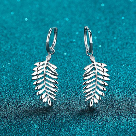 925 Sterling Silver Leaves Moissanite Ear Clips Earrings Jewelry