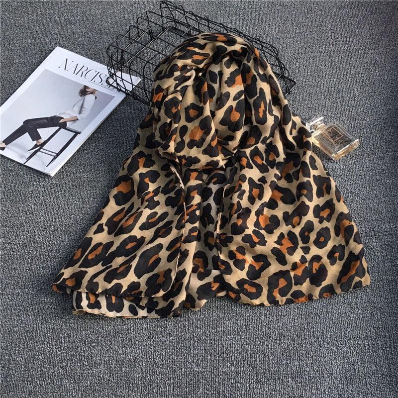 Female Leopard Print Chiffon Scarf scarves, Shawls & Hats