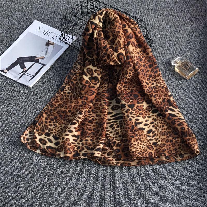 Female Leopard Print Chiffon Scarf scarves, Shawls & Hats