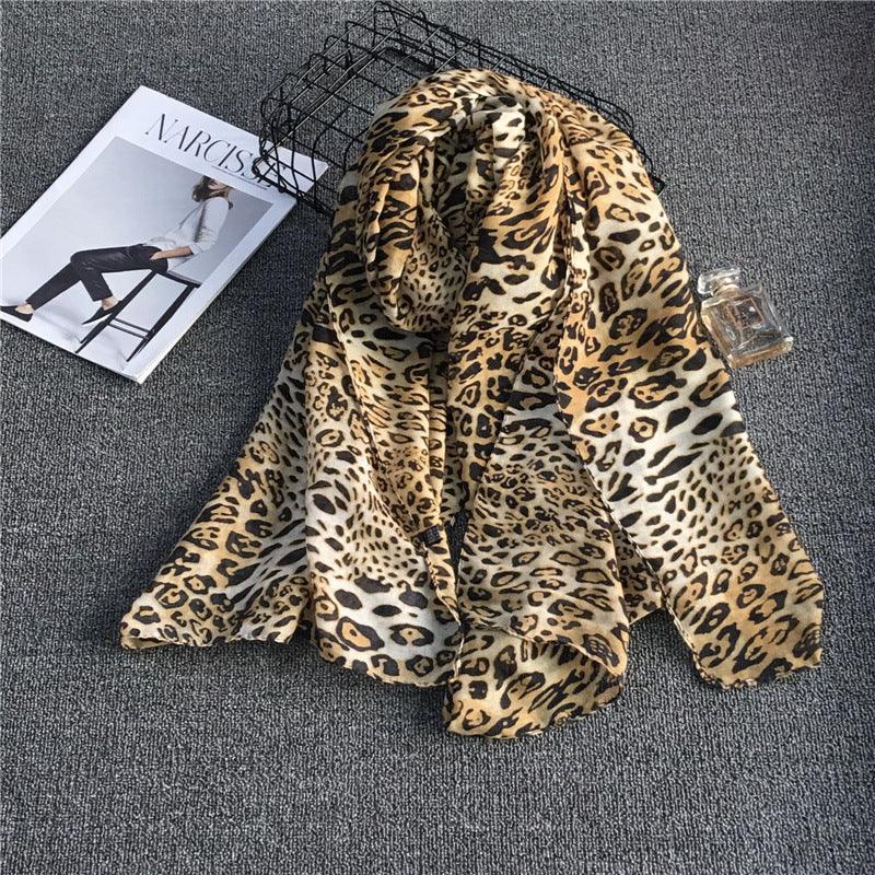 Female Leopard Print Chiffon Scarf scarves, Shawls & Hats