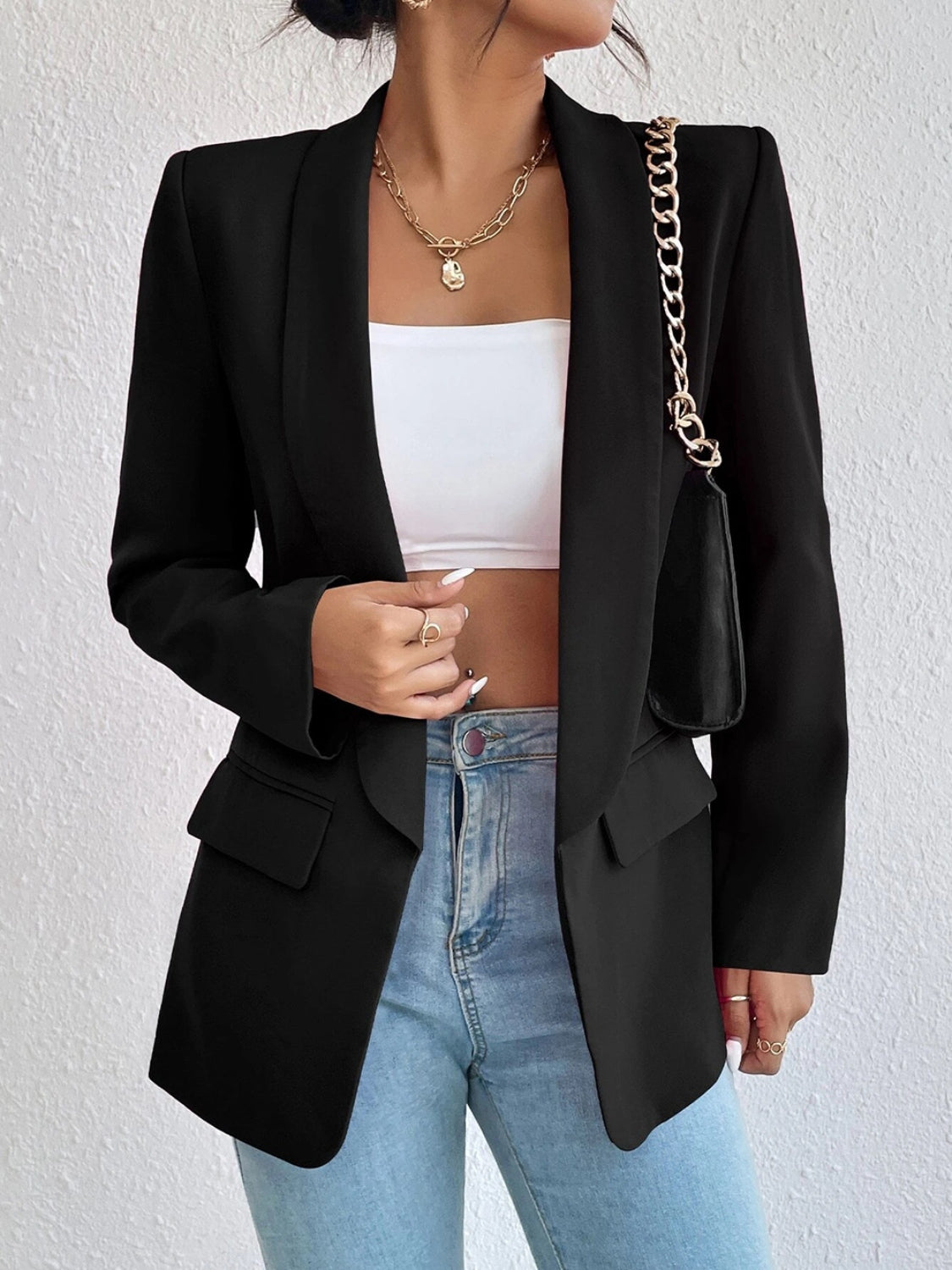 Shawl Collar Long Sleeve Blazer Accessories for women