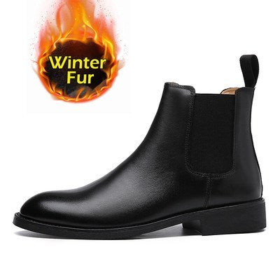 Men British Winter Elegant PU Leather Boots Shoes & Bags