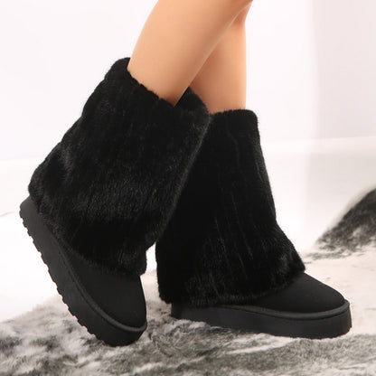 Thick-soled Round-toed Plush Snow Boots Shoes & Bags