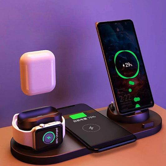 Wireless Charger For IPhone Fast Charger For Phone Fast Charging Pad For Phone Watch 6 In 1 Charging Dock Station HOME