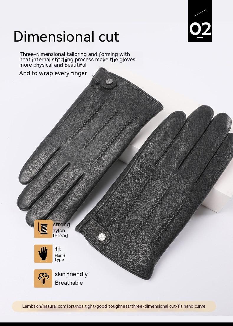 Fleece-lined Thickened Real Leather Gloves shoes, Bags & accessories