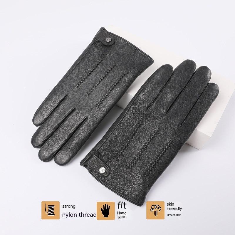 Fleece-lined Thickened Real Leather Gloves shoes, Bags & accessories